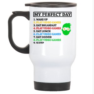 My Perfect Day Video Games Funny Gift Stainless Steel Travel Mug