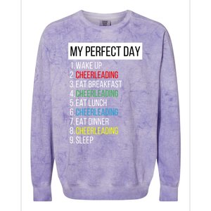 My Perfect Day Cheerleading Gift Colorblast Crewneck Sweatshirt