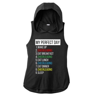 My Perfect Day Cheerleading Gift Ladies PosiCharge Tri-Blend Wicking Draft Hoodie Tank