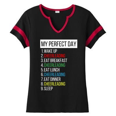 My Perfect Day Cheerleading Gift Ladies Halftime Notch Neck Tee