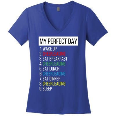 My Perfect Day Cheerleading Gift Women's V-Neck T-Shirt