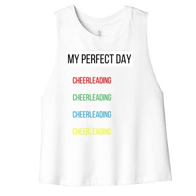 My Perfect Day Cheerleading Gift Women's Racerback Cropped Tank