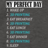 My Perfect Day 3 D Printing Printer Accessories Funny Gift Geek Gift Vector Backpack