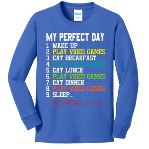 My Perfect Day Video Games Gift Funny Gamer Meaningful Gift Kids Long Sleeve Shirt