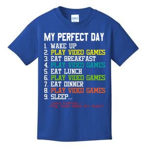 My Perfect Day Video Games Gift Funny Gamer Meaningful Gift Kids T-Shirt