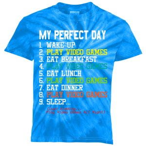 My Perfect Day Video Games Gift Funny Gamer Meaningful Gift Kids Tie-Dye T-Shirt