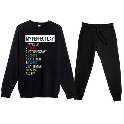 My Perfect Day Fishing Cool Gift Premium Crewneck Sweatsuit Set