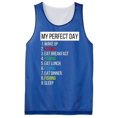 My Perfect Day Fishing Cool Gift Mesh Reversible Basketball Jersey Tank