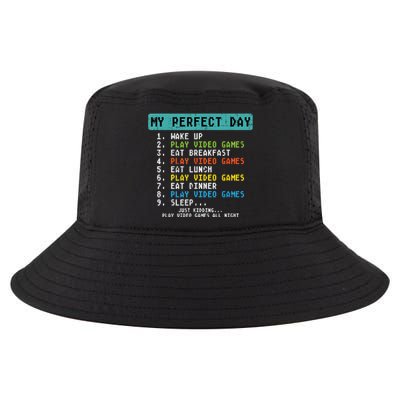 My Perfect Day Play Video Games Funny Gamer Cool Comfort Performance Bucket Hat