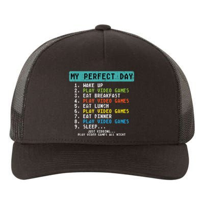 My Perfect Day Play Video Games Funny Gamer Yupoong Adult 5-Panel Trucker Hat