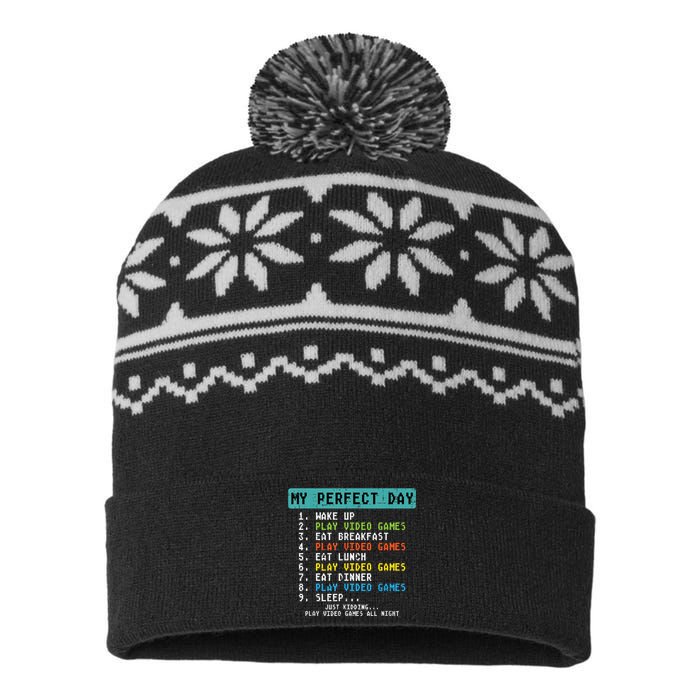 My Perfect Day Play Video Games Funny Gamer USA-Made Snowflake Beanie