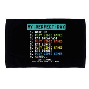 My Perfect Day Play Video Games Funny Gamer Microfiber Hand Towel