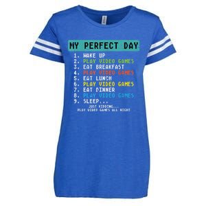 My Perfect Day Play Video Games Funny Gamer Enza Ladies Jersey Football T-Shirt