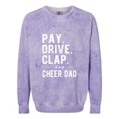 Mens Pay Drive Clap Cheer Dad Cheerleading Father Cheerleader Colorblast Crewneck Sweatshirt