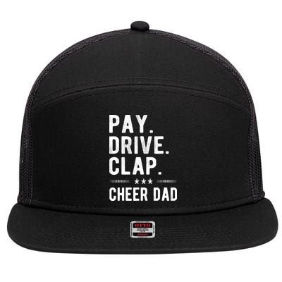 Mens Pay Drive Clap Cheer Dad Cheerleading Father Cheerleader 7 Panel Mesh Trucker Snapback Hat