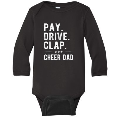 Mens Pay Drive Clap Cheer Dad Cheerleading Father Cheerleader Baby Long Sleeve Bodysuit