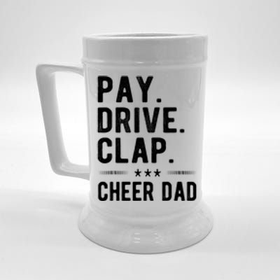 Mens Pay Drive Clap Cheer Dad Cheerleading Father Cheerleader Beer Stein