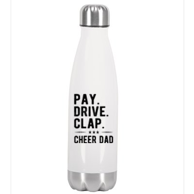 Mens Pay Drive Clap Cheer Dad Cheerleading Father Cheerleader Stainless Steel Insulated Water Bottle