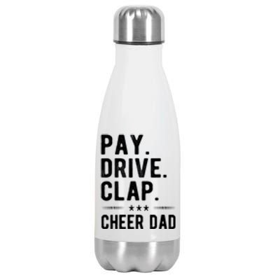 Mens Pay Drive Clap Cheer Dad Cheerleading Father Cheerleader Stainless Steel Insulated Water Bottle