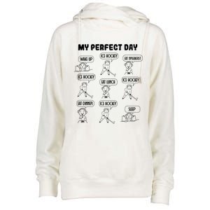 My Perfect Day Boy Ice Hockey Cool Gift Womens Funnel Neck Pullover Hood