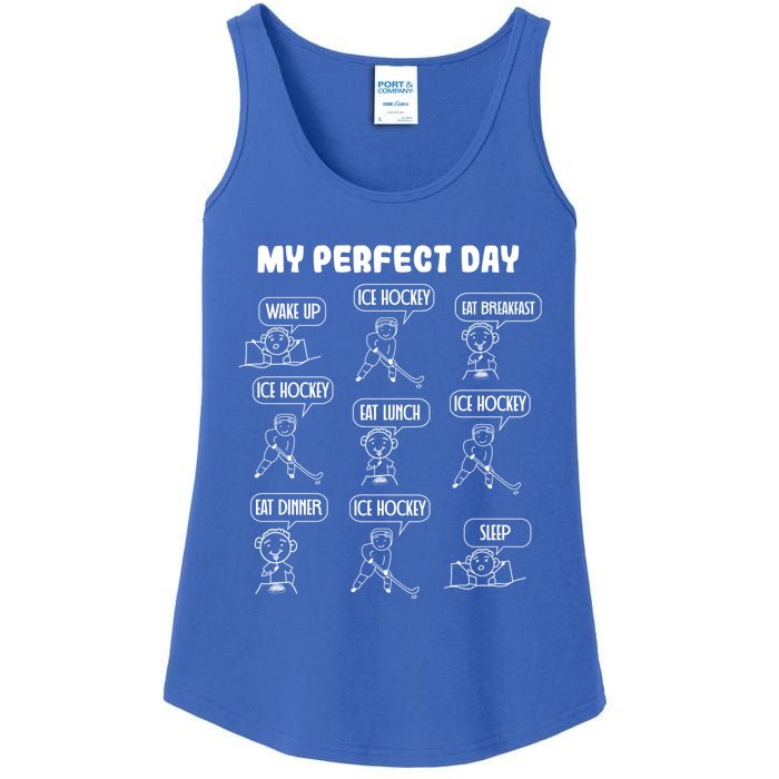 My Perfect Day Boy Ice Hockey Cool Gift Ladies Essential Tank