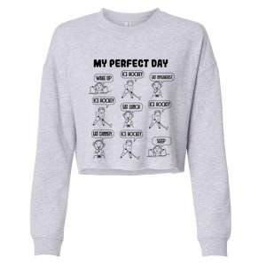 My Perfect Day Boy Ice Hockey Cool Gift Cropped Pullover Crew