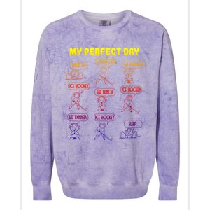 My Perfect Day Boy Ice Hockey Cute Gift Colorblast Crewneck Sweatshirt