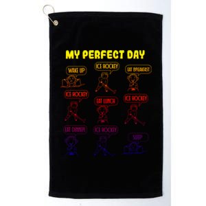 My Perfect Day Boy Ice Hockey Cute Gift Platinum Collection Golf Towel