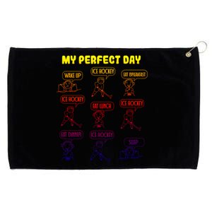 My Perfect Day Boy Ice Hockey Cute Gift Grommeted Golf Towel