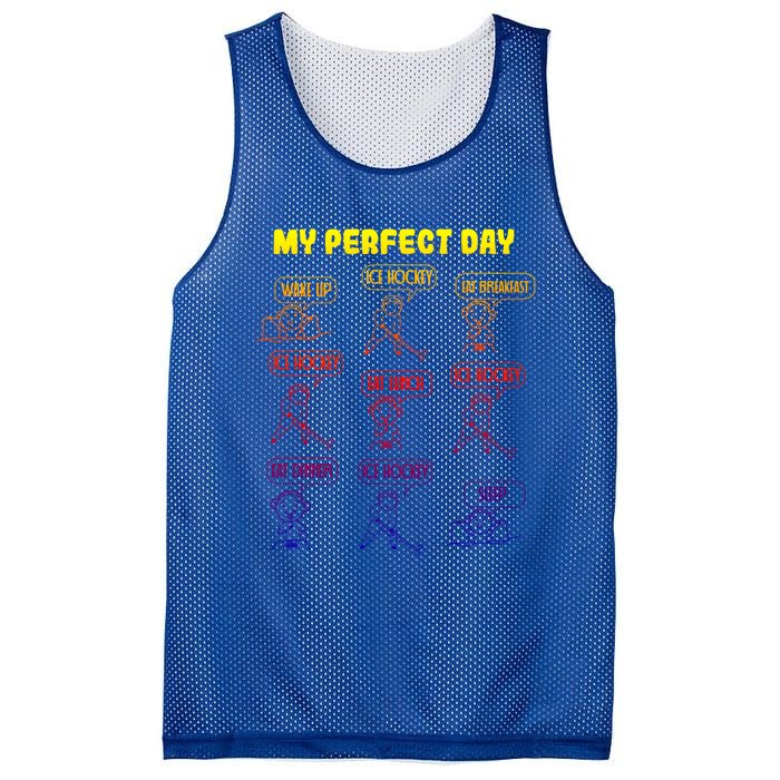 My Perfect Day Boy Ice Hockey Cute Gift Mesh Reversible Basketball Jersey Tank