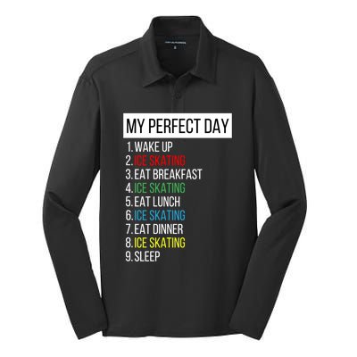 My Perfect Day Ice Skating Gift Silk Touch Performance Long Sleeve Polo