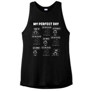 My Perfect Day Cats And Books Girl Gift Ladies PosiCharge Tri-Blend Wicking Tank