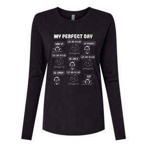 My Perfect Day Cats And Books Girl Gift Womens Cotton Relaxed Long Sleeve T-Shirt