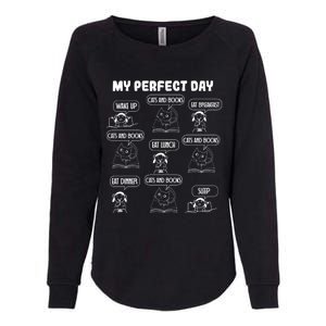 My Perfect Day Cats And Books Girl Gift Womens California Wash Sweatshirt