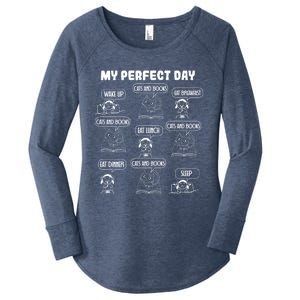 My Perfect Day Cats And Books Girl Gift Women's Perfect Tri Tunic Long Sleeve Shirt