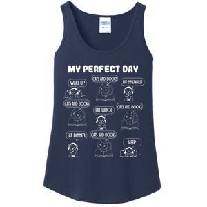 My Perfect Day Cats And Books Girl Gift Ladies Essential Tank