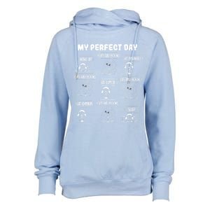 My Perfect Day Cats And Books Girl Gift Womens Funnel Neck Pullover Hood