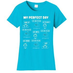 My Perfect Day Cats And Books Girl Gift Women's T-Shirt