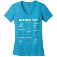 My Perfect Day Cats And Books Girl Gift Women's V-Neck T-Shirt