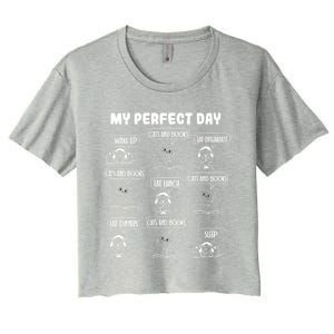 My Perfect Day Cats And Books Girl Gift Women's Crop Top Tee