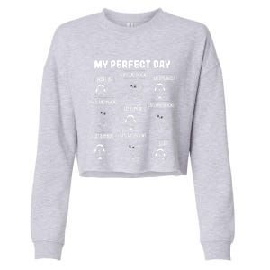 My Perfect Day Cats And Books Girl Gift Cropped Pullover Crew