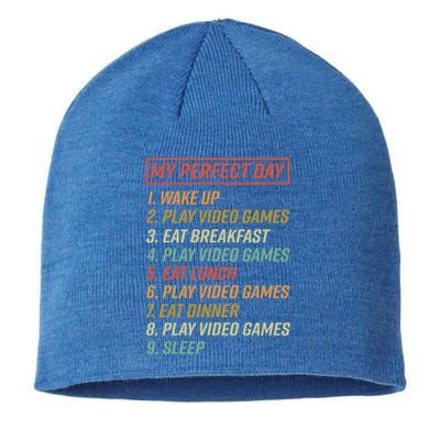 My Perfect Day Wake Up Play Video Games Gift Sustainable Beanie