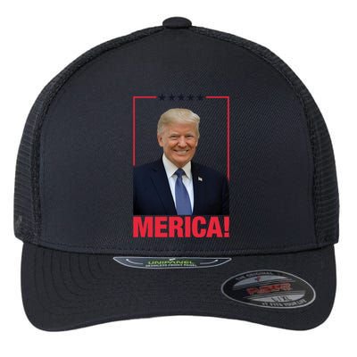 Merica! President Donald Trump Presidential Portrait Meme Cute Gift Flexfit Unipanel Trucker Cap