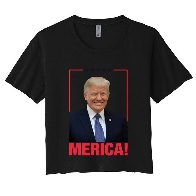 Merica! President Donald Trump Presidential Portrait Meme Cute Gift Crop Top