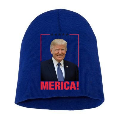 Merica! President Donald Trump Presidential Portrait Meme Cute Gift Short Acrylic Beanie