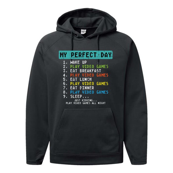 My Perfect Day Play Video Games Performance Fleece Hoodie