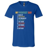 My Perfect Day Funny Needlepoint Gift V-Neck T-Shirt