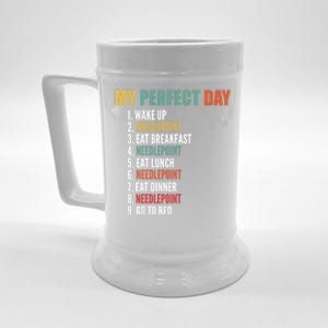 My Perfect Day Funny Needlepoint Gift Beer Stein