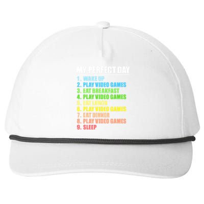 My Perfect Day Play Video Games Gamers Boy Funny Gaming Snapback Five-Panel Rope Hat