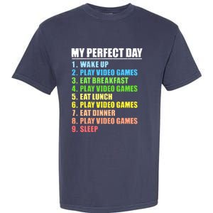 My Perfect Day Play Video Games Gamers Boy Funny Gaming Garment-Dyed Heavyweight T-Shirt